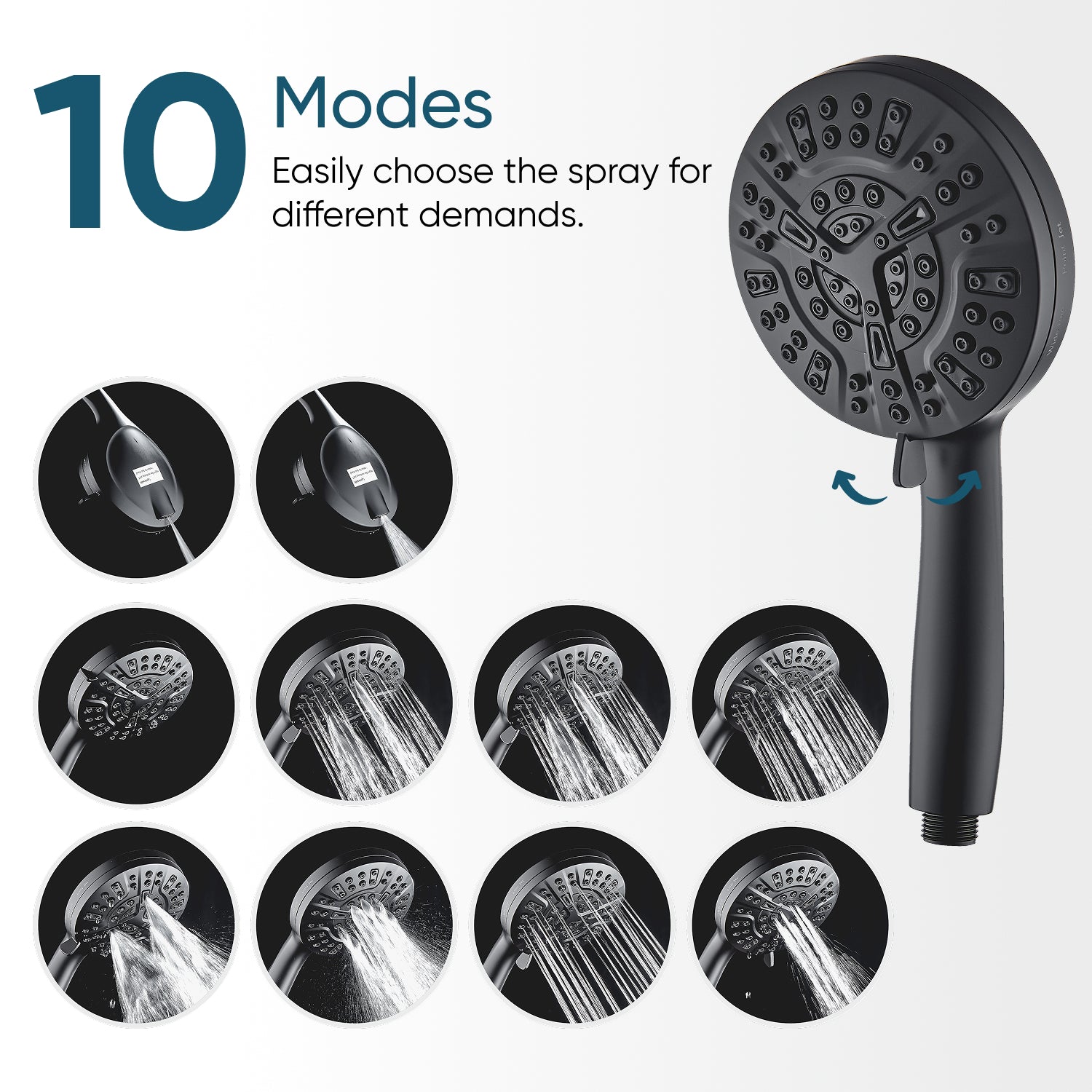 Luxe 10 Mode Showerhead Complete Shower Kit