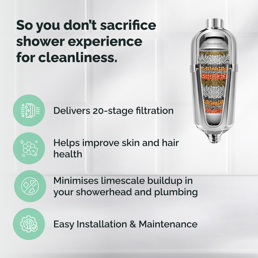 Fortschrittlicher Duschfilter für hartes Wasser