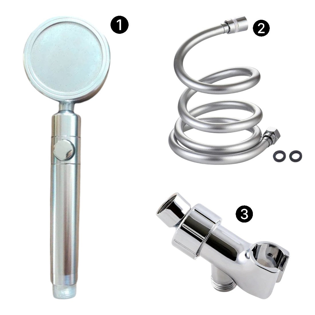 MineralStream Duo Duschkopf, Duschkopf, Dusch-Essentials-Set, Silber