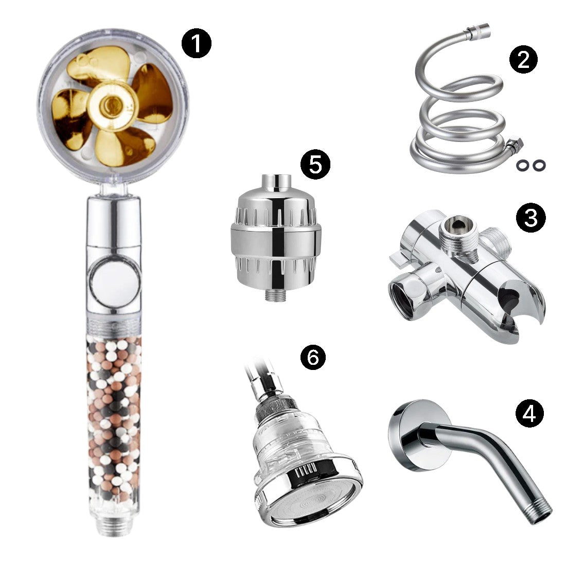 CS038ABN Duscharmatur-Set Gebürstetes Nickel – 3-Wege-Wasserumsteller, Dual-Duschsystem Mit Handbrause & Kopfbrause